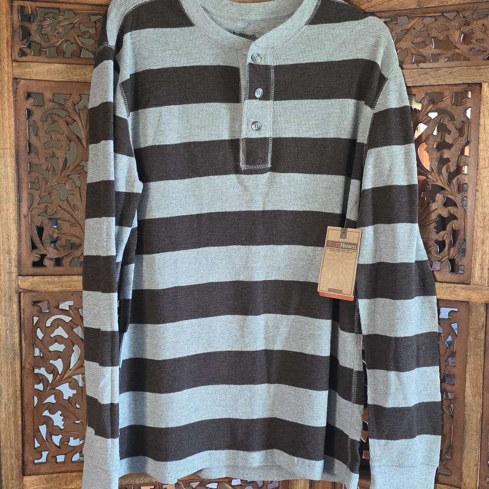 🌟 NWT Mens Ruffhewn Striped Knit Sweater Size Med.